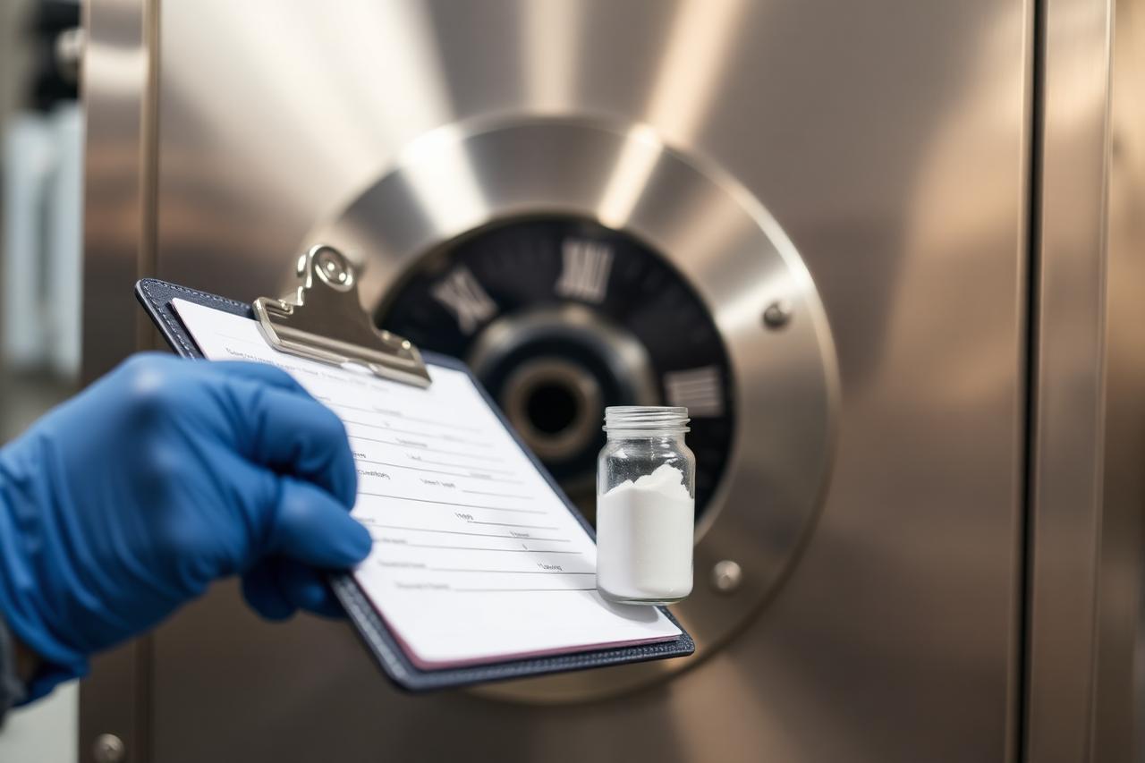 Quality control laboratory testing tapioca starch samples for viscosity and purity